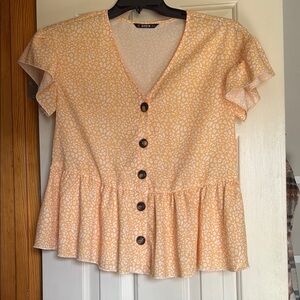 SHEIN Women's Orange Button-Down Top